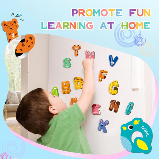 39 PCS Large Magnetic Letters and Numbers, Fridge Magnets for Toddlers 1-3, Cute Animials Alphabet Magnets Kit for Educational Learning