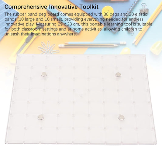 Geoboard with 80 Pins Educational Rubber Band Peg Board for Classroom Home Learning for Kids Sturdy Construction