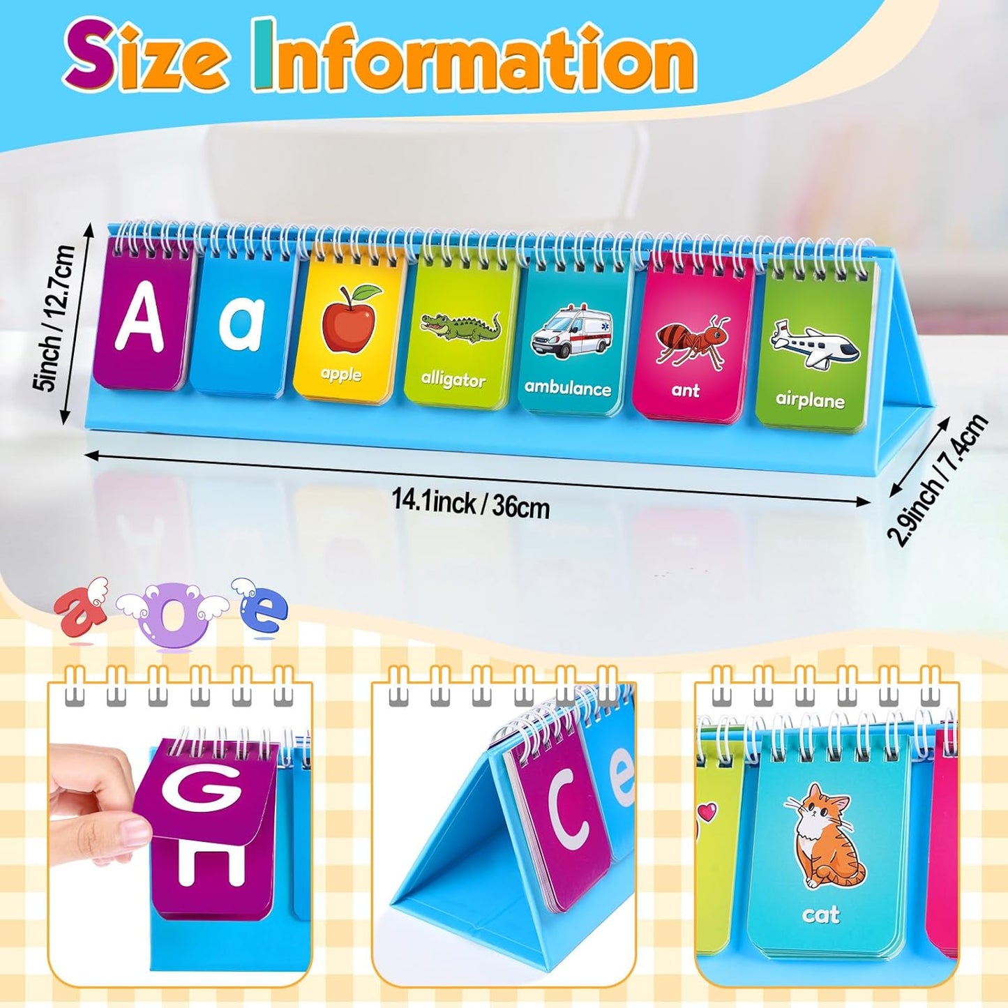 Alphabet Learning Flip Chart Toddler ABC Learning Toys for Kids Ages 3-5, Matching Letter Game Lowercase & Uppercase Alphabet Flash Cards, Kindergarten Preschool Classroom Learning Activities