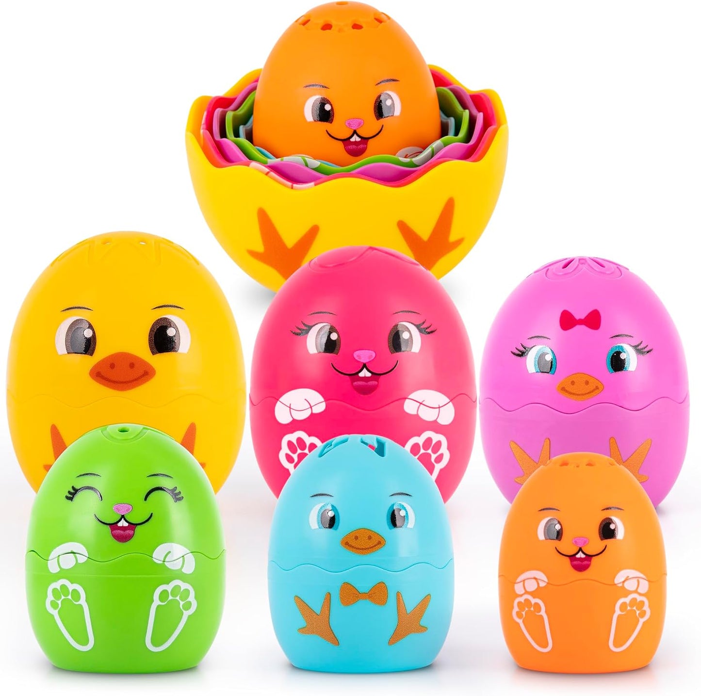 ArtCreativity Stacking Egg Cup Bath & Pool Toys – Set of 11 – Nesting Bunny & Chick Water Toys for Toddlers – Colorful Educational & Playtime Toys for Kids – Baby Bath Toy Set for Ages 3+