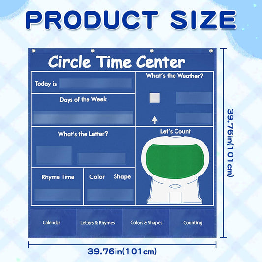 Educational Pocket Chart, 39.76 x 39.76 inches Circle Time Learning Center Pocket Chart Learning Center Classroom Pocket Chart Circle Time Learning Calendar Weather Counting Letter Color Shape