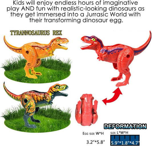 4 Pack Different Hatching Eggs Dinosaur Toys for 3+ Year Old Kids,Magic Egg that Hatch Dinosaurs Toy for Boy Girl Dino Fans,Deformation T-rex,Pterosaurs,Brachiosaurus,Triceratops(Random Color)