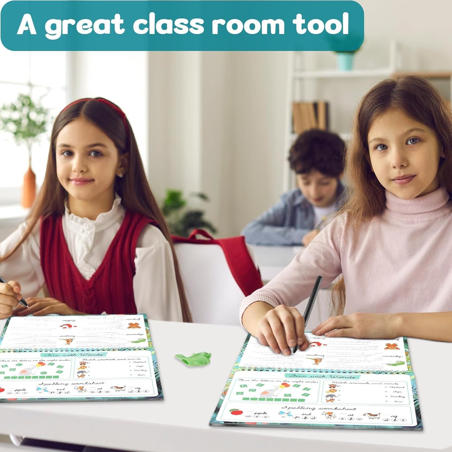 gisgfim Grooved Cursive Handwriting Workbook Magic Reusable Grooved Cursive Handwriting Practice Guided Tracing with Disappearing Ink Pens for Beginners Kids Learning Activities Supplies (Sentence)