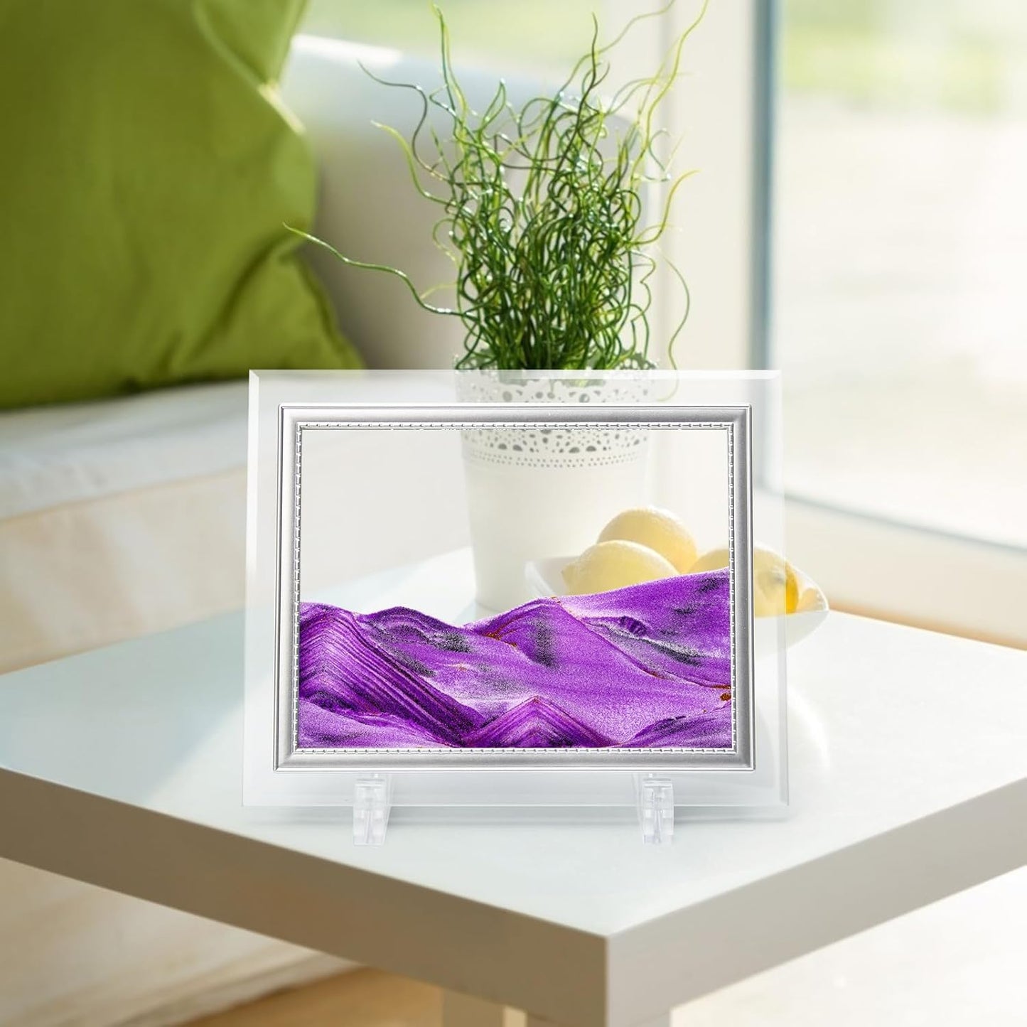 Coitak Moving Sand Art Picture, Sandscape, Moving Desktop Art for Home Decor and Office, Medium Size 9x7(Blue)