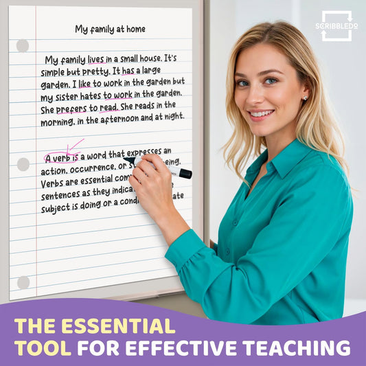 SCRIBBLEDO 24” x 30” Giant Magnetic Notebook Paper For Classroom Elementary Classroom Must Haves for Teachers Elementary Dry Erase Magnetic Lined Paper for Whiteboard Notes Lists and Handwriting