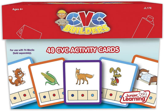 Junior Learning: CVC Word Builders, 48 CVC Activity Cards, Phonemic Awareness, Helps Children to Recognize and Understand Basic Sounds in Words, Self Checking Feature, For Ages 4 and up