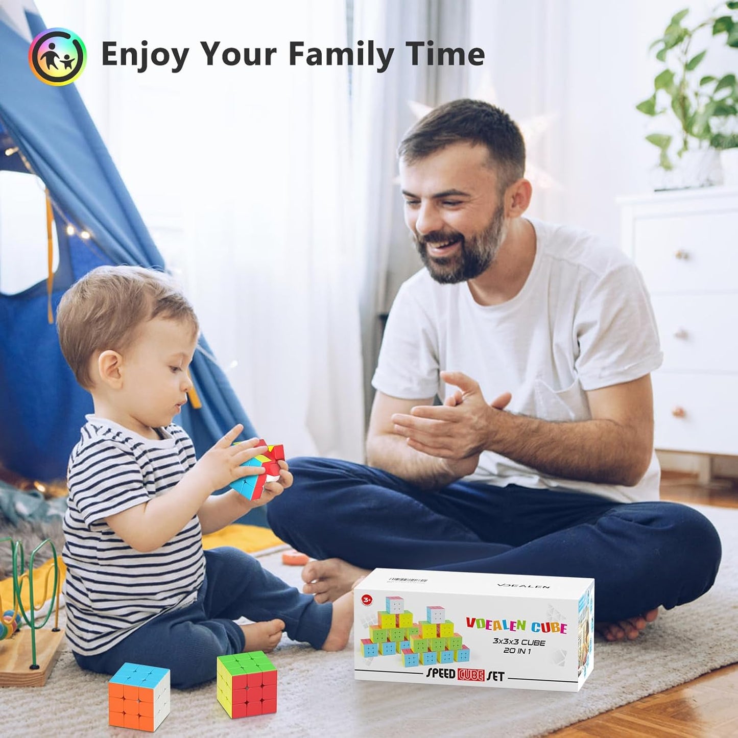 Full Size 3x3x3 Speed Cube Set, 2.2in Puzzle Party Favors Toy Stickerless Magic Cube Set, School Classroom Prize for Students, Birthday Party Stocking Stuffers Gifts for Kids Teens Adults(10 Pack)