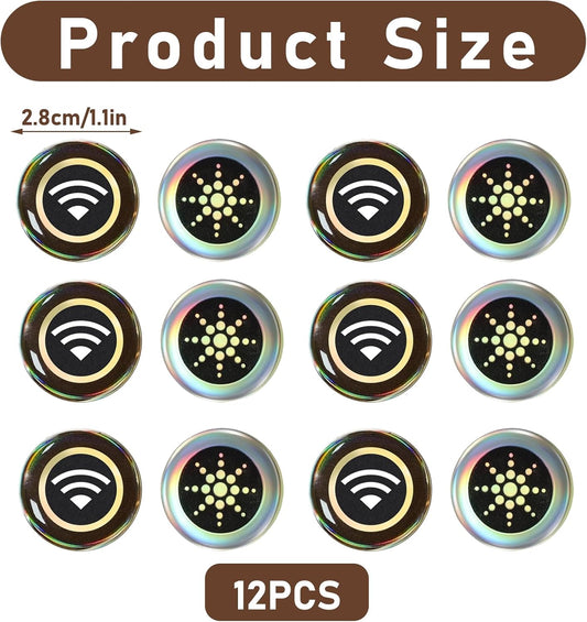 12 Pcs Emf Blocker for Cell Phone,Radiation Blocker for Cell Phone,Emf Stickers,A Practical Gift for Tech Lovers for Smart Phones/Laptops Electronic Devices Blockers(WiFi Signal Pattern)