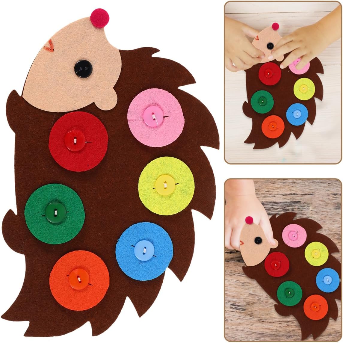Totority Kids Button Art Toy DIY Felt Non Woven Craft Educational Sensory Board for Toddlers Enhancing Creativity Motor Skills Family Party Fun 9.13X5.78In