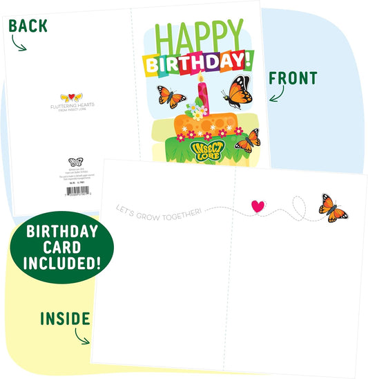 Insect Lore Butterfly Garden Birthday Kit - Includes Birthday Card for Recipient - STEM Gift for Kids - Raise and Release Live Caterpillars