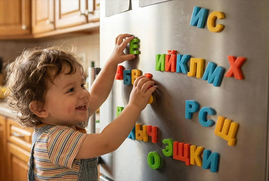 BOHS Russian Magnetic Alphabet Letters, Educational Learning Toy for Kids, Play on Fridge, Magnetic Board, 2 Count