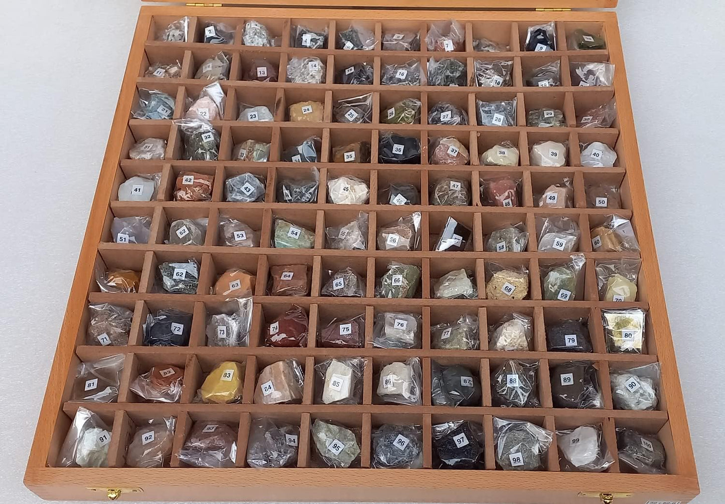 100 Rocks and Minerals Collection in Wooden Box Geology Civil Educational