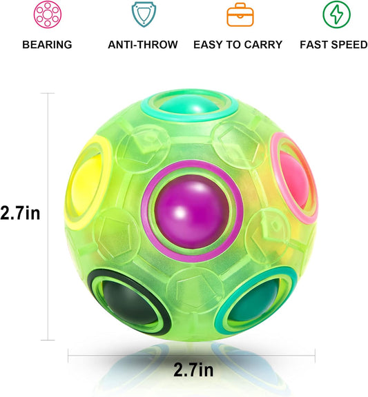 Vdealen Magic Rainbow Puzzle Ball, Fidget Ball Puzzle Brain Teaser Fidget Toy- Birthday Party Easter Valentines Day Christmas Stocking Stuffers for Kids Teen & Adults(Pink&Blue&Green)