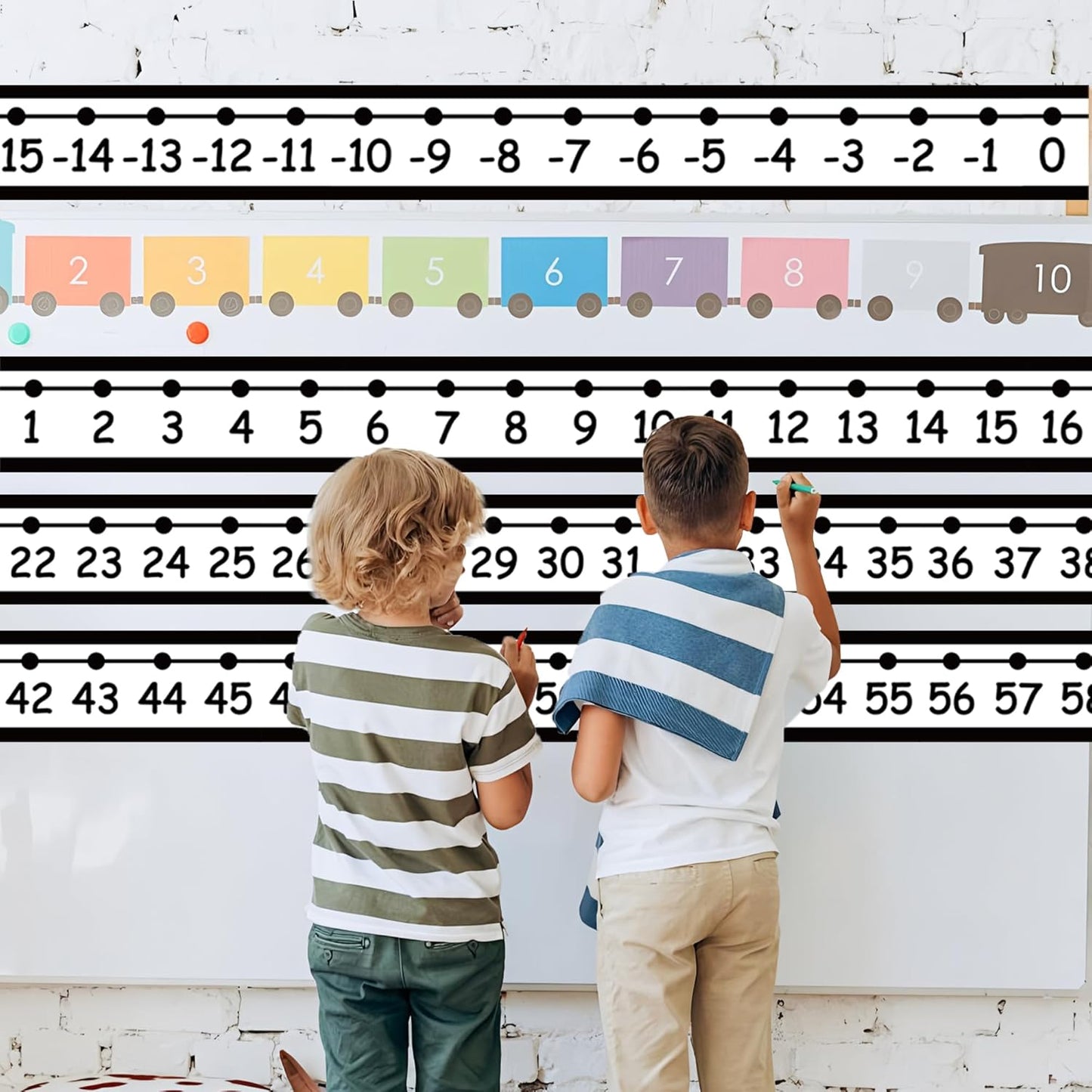 29 PCS Number Line for Classroom Wall Number Line Bulletin Board Border Set -20 to 120 Numbers Lines Classroom Wall Decor Black White Math Poster for Bulletin Board Math Teaching Supplies