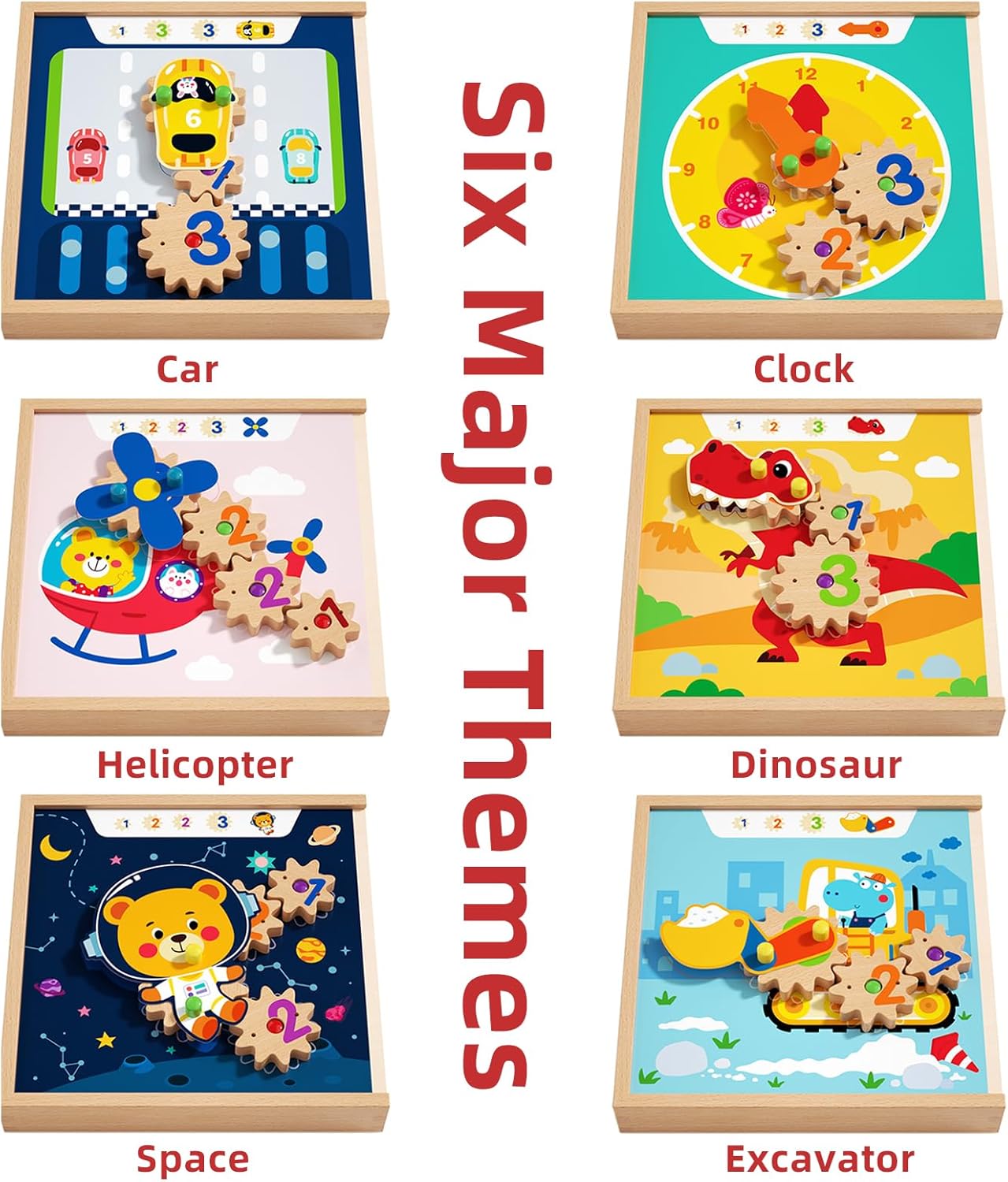 Montessori Gear Puzzle Game,Gears Toy,Montessori Screw Board Toy, Wooden Gear Building Set for Kids Ages 3-8,STEM Educational Toys for Fine Motor Skills Development