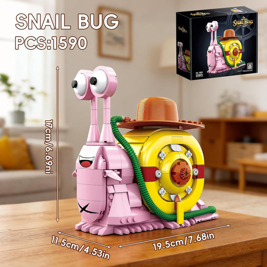 Anime Snail Phone Bug Building Block Set 573 PCS Pirate Transponder Snail Model with Straw Hat Creative Manga Desk Decor & Construction Toy Gift for Adults and Teens