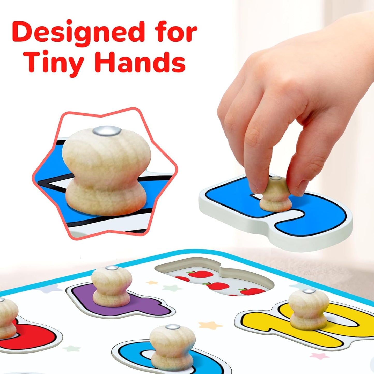 Number Puzzle for Toddlers Jumbo - Educational Wooden Montessori Toys, Fun Preschool Learning Activities for Boys and Girls, Learn to Count Puzzle Board for Ages 3 4 5 by Lucas & Friends