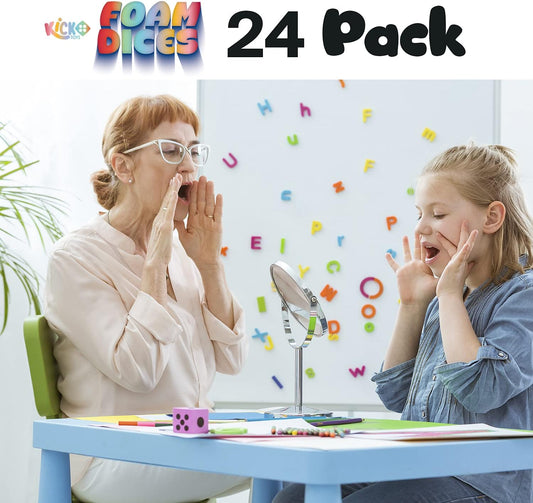 Kicko | Foam Dice Set - 6 Assorted Large Sided Dice - Colorful Big Square Blocks - Ideal Gift for Children - Math Educational Toys - Suitable Pastime Toy, Party Favors, and Party Supplies (24 Pack)