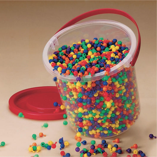 S&S Worldwide Color Splash! Pop Bead Bucket, 6 Bright Colors, For Kids, Jewelry, Camp, Recreation, Snap Together - Necklaces, Bracelets, Garlands. Reusable. w/Storage Bucket, 10mm. Approx. 5,000 Beads