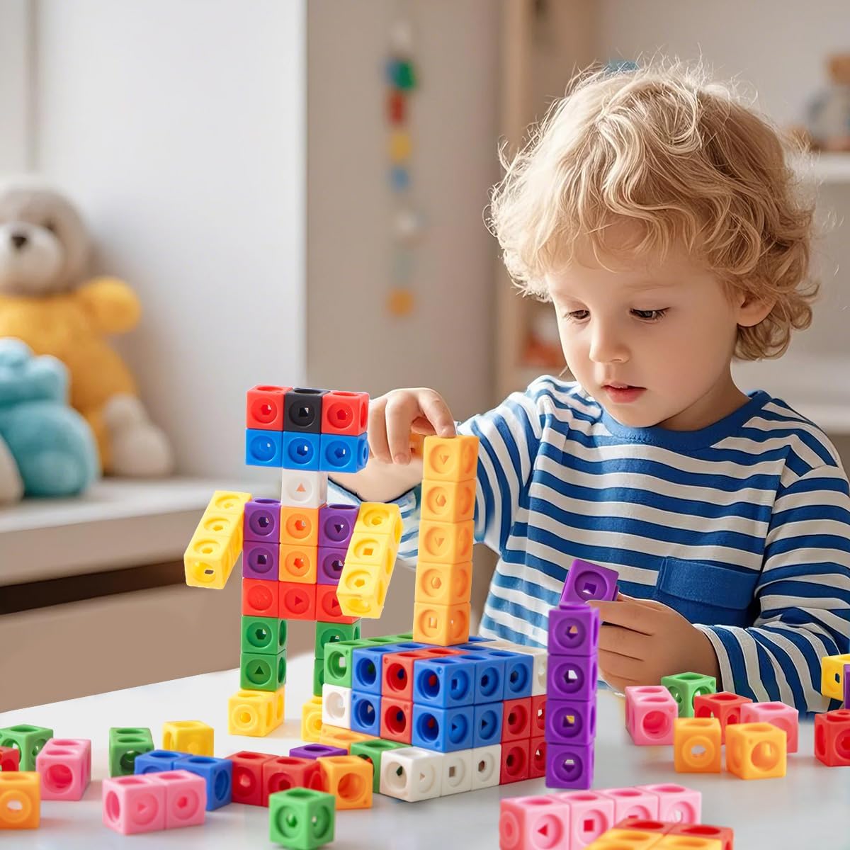 300 Pcs Linking Cubes for Kids - Counting Blocks with Storage Boxes, Connecting Cubes Math Manipulatives for Preschool & Elementary Aged Kids