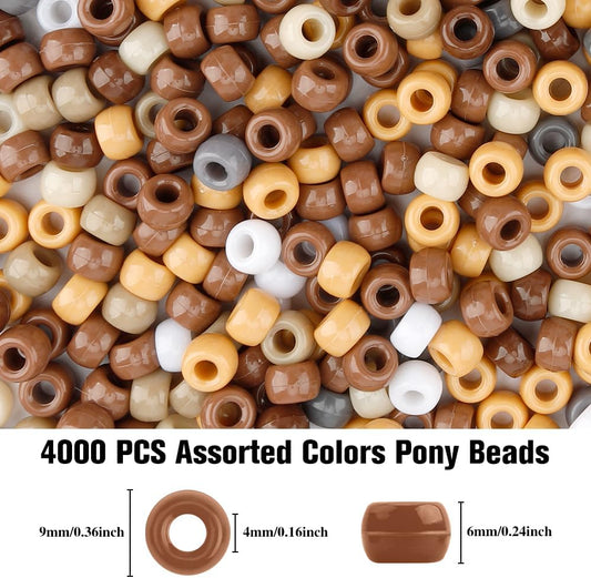 Pony Beads 1100 Pcs,Beads for Jewelry Bracelets Making,Bracelet Bead,Plastic Hair Bead for Braids for Girls for Craft,Gifts for Girls (Multicolored) - Colors B