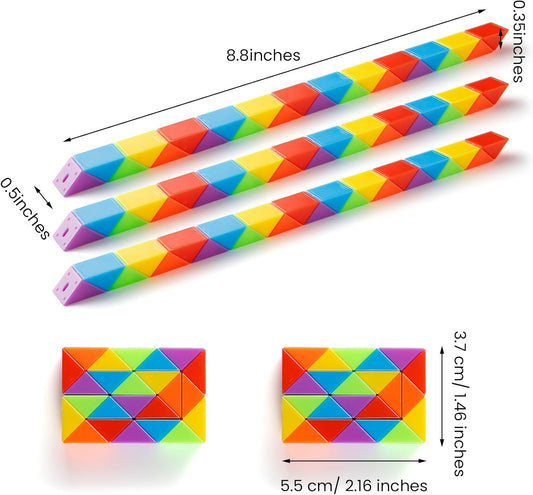 Yeetec Fidget Snake Cube Kids Party Favors Rainbow Twist Puzzle Toy for Christmas Stocking Stuffers Party Bag Fillers and Supplies School Prize Toys and Gifts (30)