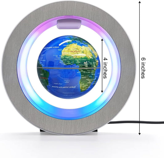 Flagest Magnetic Levitation Floating Globe - Levitating O Shape Globe with LED Lights for Education Home Office Desk Decor - Birthday Holiday Party Gift (4Inches)