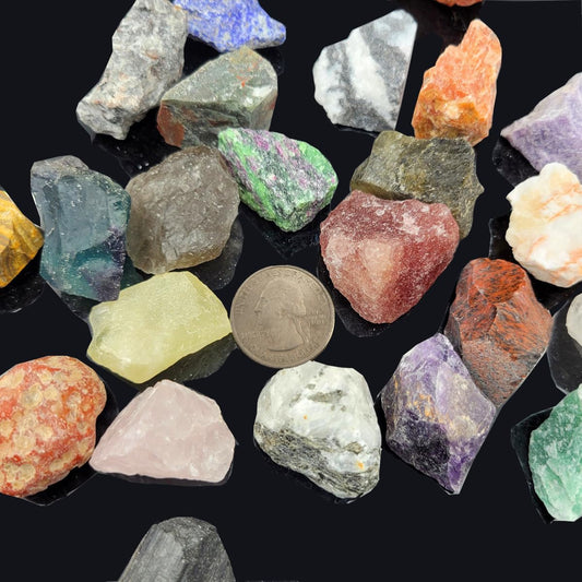 Rock & Mineral Collection Kit for Adults and Kids Natural Rocks for Tumbling Polishing Gemstone Raw Crystals Rough Stones for Wicca & Reiki (24Pcs)