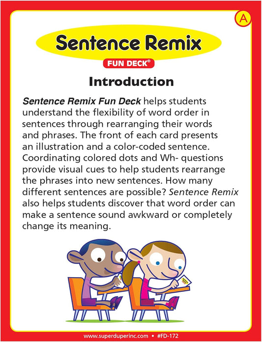 Super Duper Publications | Sentence Remix Fun Deck Reading Comprehension Flash Cards | Educational Learning Resource for Children