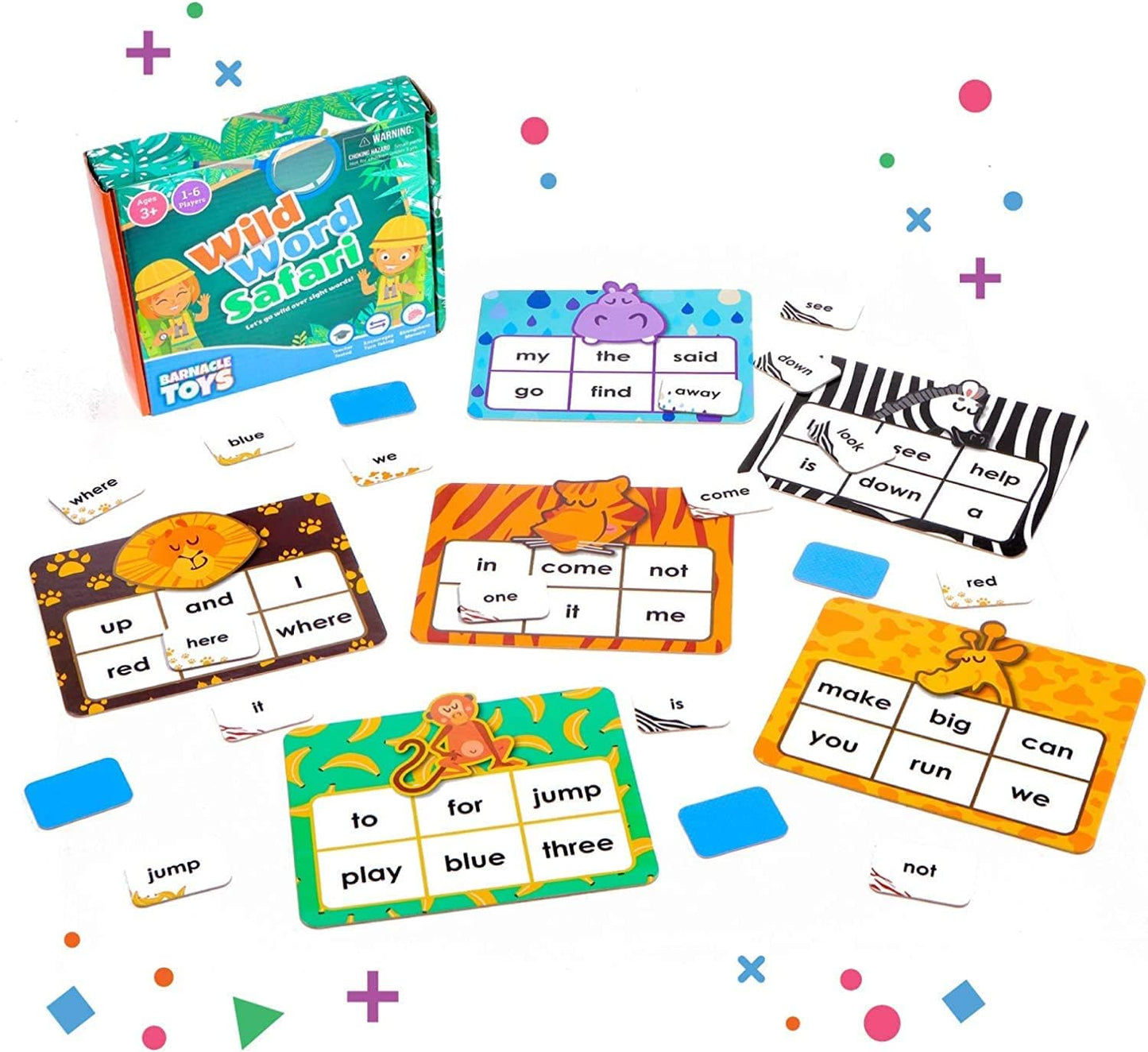 Barnacle Toys Wild Word Safari - CVC Sight Word Reading Games, Primary Phonics Flash Card Alternatives for Kids, Learning Activities/Resources and a Classroom Must Have