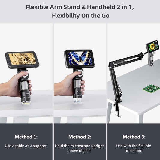 Andonstar Digital Microscope, 5" 1080P Coin Microscope Camera for Error Coin with 7.3" Metal Stand for Adults Kids, Handheld USB Coin Magnifier with 8 Adjustable LED Lights, Windows Mac PC
