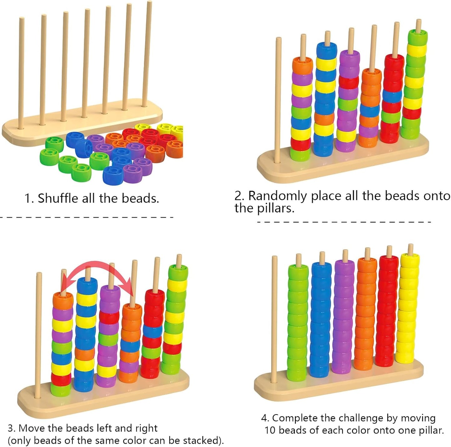 Color Matching Stacking Puzzle Game, Fast Pattern Challenge Ring Stack Puzzle for 2 Players| Competitive Tabletop Brain Teaser for Family Game Night