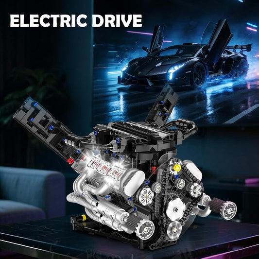 OWNONE 1 V8 Engine Model Kit that Work - 8-Cylinder Visible Engine Building Blocks Set with Motor, LED Light & APP Control - Build Your Own Engineering Kit, STEM Project for Adults & Kids (660 PCS)