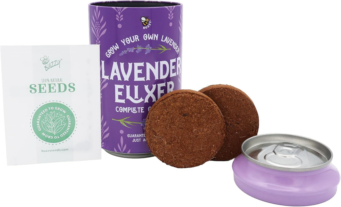 BUZZY Seeds Flower Grow Kit 6-Pack – Pansy, Lavender & Daisy Soda Cans with Seeds, Growing Medium & Liners – Fun DIY Indoor Gardening Party Favors & Gift Set