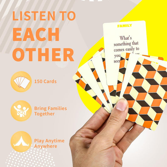 Conversation Cards 150 PC, Meaningful Family Conversation Cards, Engaging Fun Card Game for All Ages, Spark Funny Talks and Deep Connections for Dinner, Party, Game Night and Road Trips.