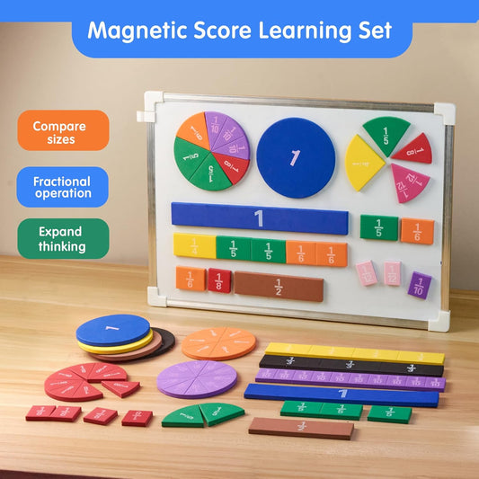 TOMMYHOME Magnetic Fraction Tiles for Kid's Maths Classroom Toys.Standing Teaching aids for Primary classrooms.Help Kids Learn Fractions (R+Rectangular)