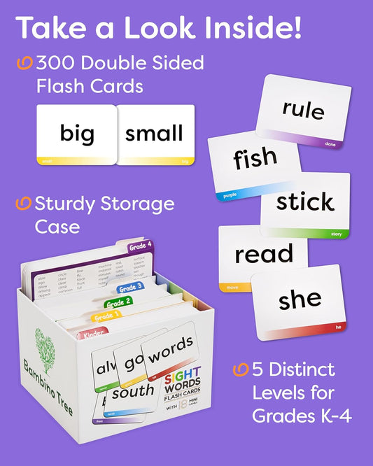 Sight Words Flash Cards 1st Grade - 120 High Frequency Words from Dolch's and Fry's Lists for 6-7 Years