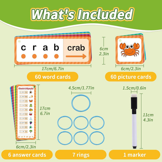Phonics Games Flash Cards for Kids, CVC Word Games, Educational Speech Therapy Toys for Toddlers, Learn to Read & Spell, Preschool Kindergarten Learning Activities, Homeschool Essentials