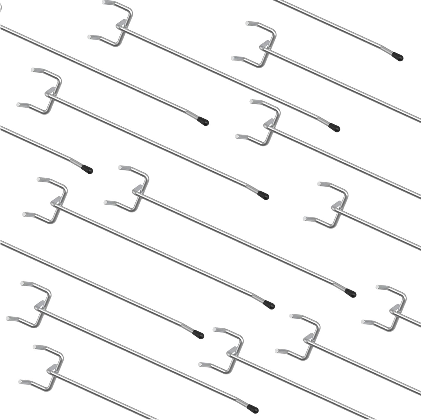 HUHOLE 50-Pack Pink Pegboard Hooks 2 Inch, Decorative Metal Peg Board Hangers with Rubber Safety Tips, Fits 1/8" & 1/4" Boards, Heavy Duty Organizer for Craft Room, Nursery, Garage & Retail Display