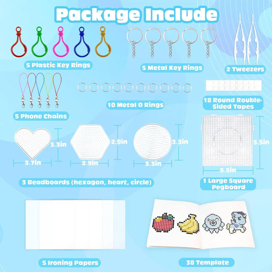 Fuse Beads Kit for Kids - 11000 Fuse Beads, 20 Colors 5mm Bead Craft Set with Storage Box, Pegboards, Ironing Paper and Accessories, Arts and Crafts Set Toys Gifts for Girls & Boys Birthday Christmas