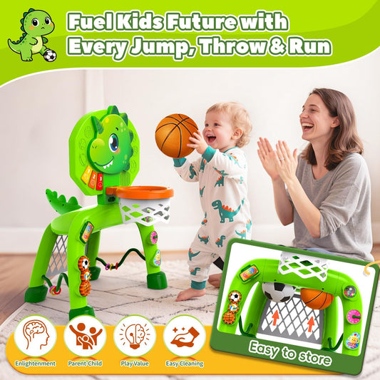 Toddler Basketball Hoop & Soccer Goal, Toys for 1 2 3 Year Old Boys, Kids Sports Toy with Light Sound Music, Toys for Baby 12-16-18 Months, Christmas Birthday Gifts for Ages 1-3