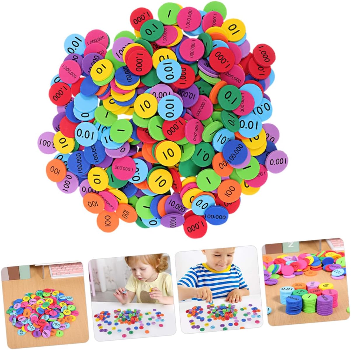 IMIKEYA 200pcs Place Value Discs for Boy Girl Versatile Math Learning Tools for Home and Classroom Use Educational Number Discs for Early Childhood Development and Interactive Play