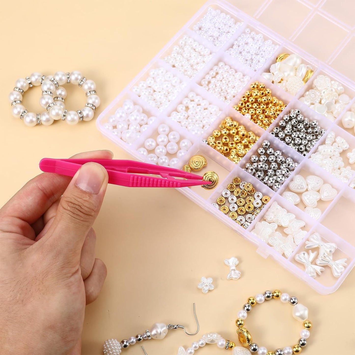 YBEATY 36 Pcs Plastic Tweezers Bead Tweezers Handmade Beads Forceps Craft Tweezer for DIY Craft Jewelry Making Bead Dried Flowers Family Home Classroom School Use Creative Game Tools