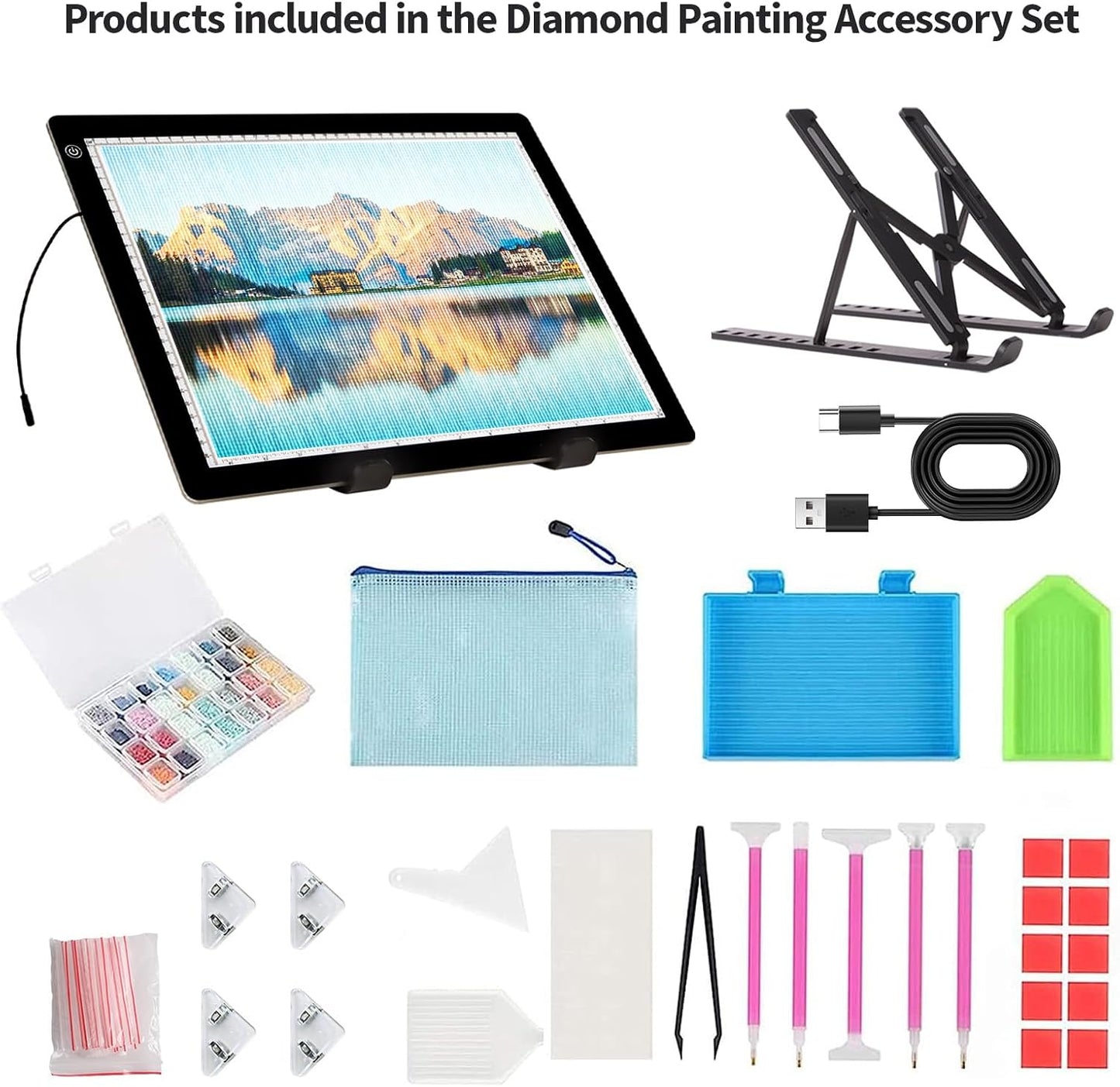 A3 Light Pad for Diamond Painting - Tracing Light Box with Stand, Stepless Dimmable 3 Levels Brightness Light Board, Ultra-Thin LED Light Pad for Weeding Vinyl, Drawing, Diamond Painting, Sketching