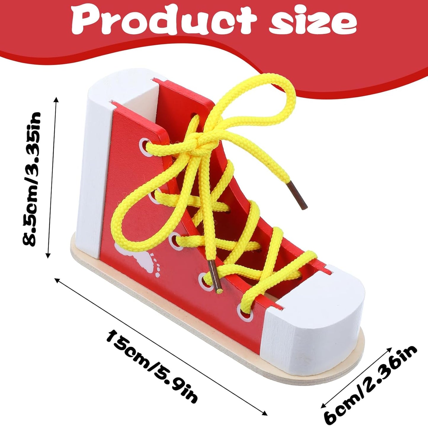 Shoe Ties Practice for Kids Learn to Tie Shoes with Wooden Lacing Sneaker Shoelaces a Shoe Educational Toy