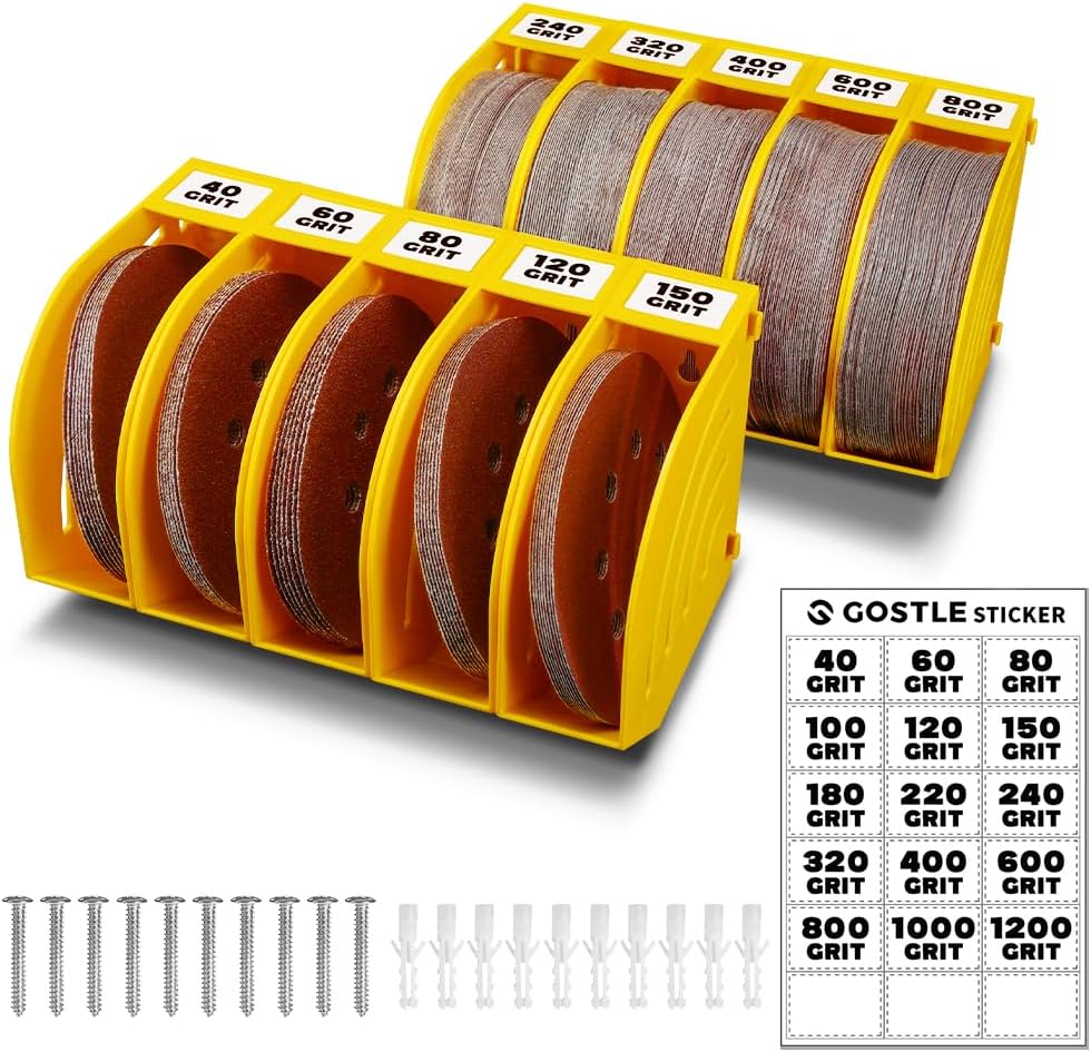 5 Inch Professional Sanding Discs Storage Bins - 8 Bins Set for Efficient Organization, Offset Snap-On Connection, Grit Classification, Space-Saving Design and Versatile Application, Red