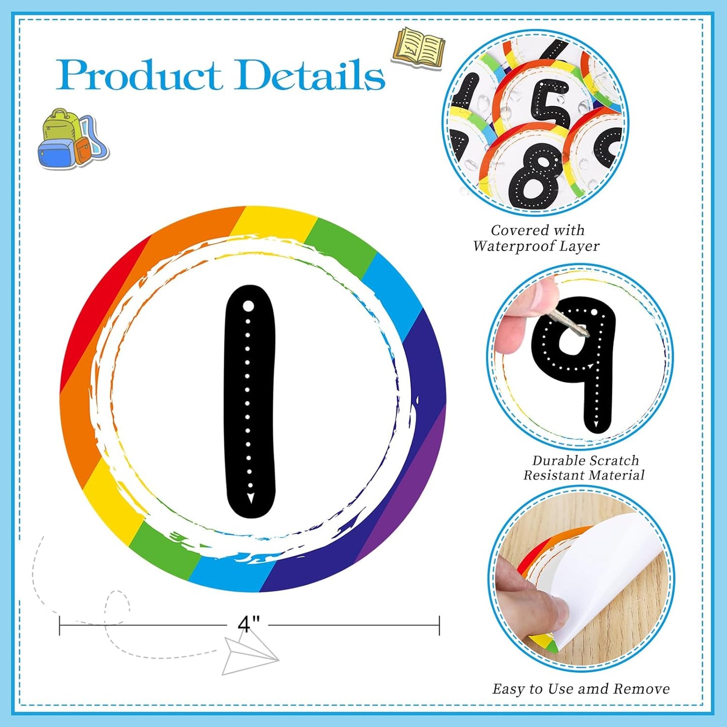 WhatSign Line up Spots for Classroom Floor - 36Pcs Floor Numbers for Classroom Lining up Number Stickers for Back to School Kindergarten Preschool Elementary Supplies