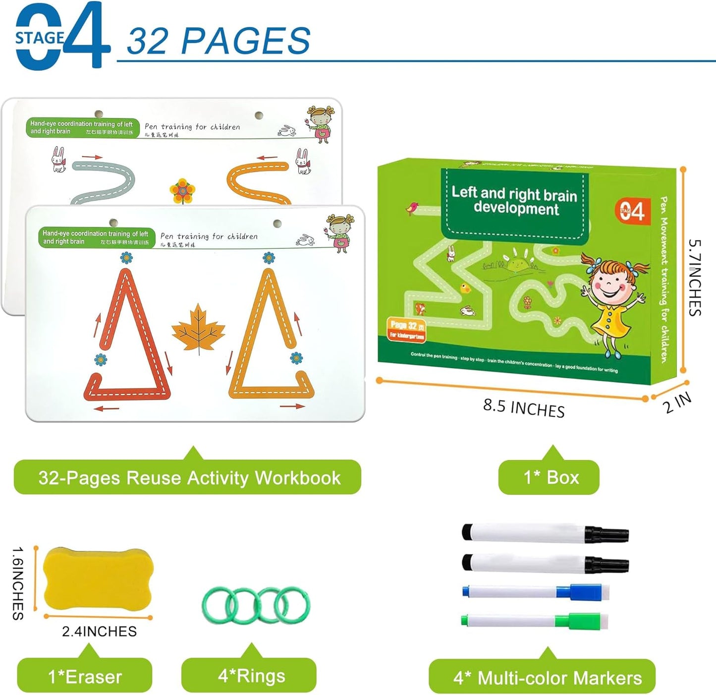Scribble Smart Workbook, Handwriting Practice Workbook, Reusable Preschool Workbook and Tracing Book, Little Curious Mind Magic Scribble Smart Workbooks for Kid Ages 3-5 (4pcs Set)