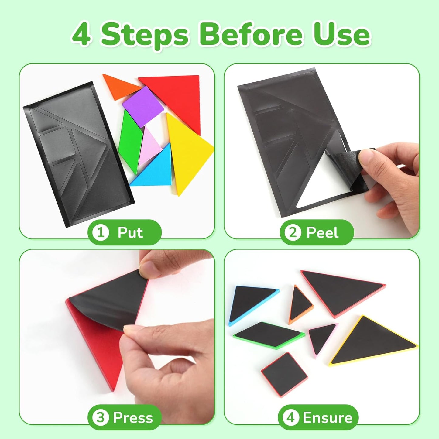 BenBen Travel Tangram Puzzle with 2 Sets Magnetic Wooden Shapes, Extra Large Dual-Sided Magnet Surface, Color Pattern IQ Book,Road Trip Car Plane Game,Educational STEM Travel Toys for Kids Adults
