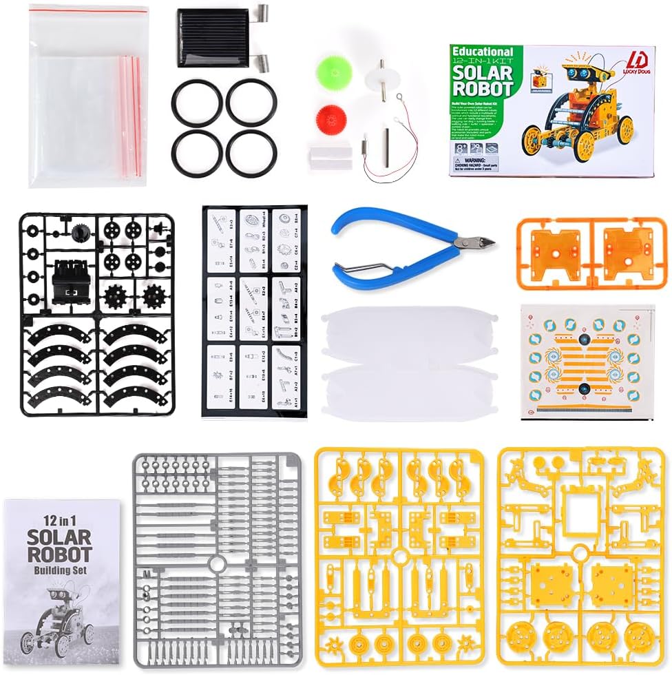 Lucky Doug Solar Power Robot Building Kits Toys for Boys Girls Ages 8-13, STEM Kit Gifts for Kids 8 9 10 11 12 13 Years, DIY Educational Science Building Robotic Set Gifts for Teenagers
